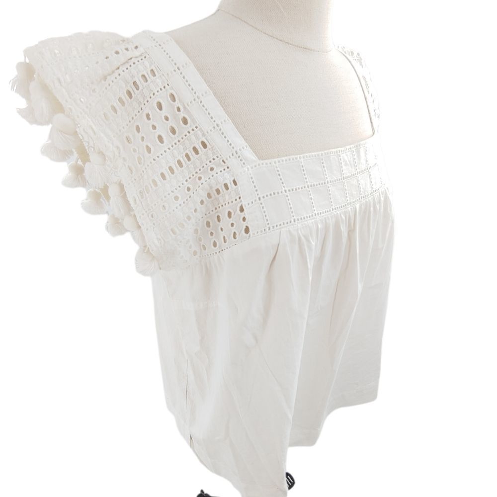 J. Crew charming cotton cut work, eyelet with cap flutter sleeves top size 12
